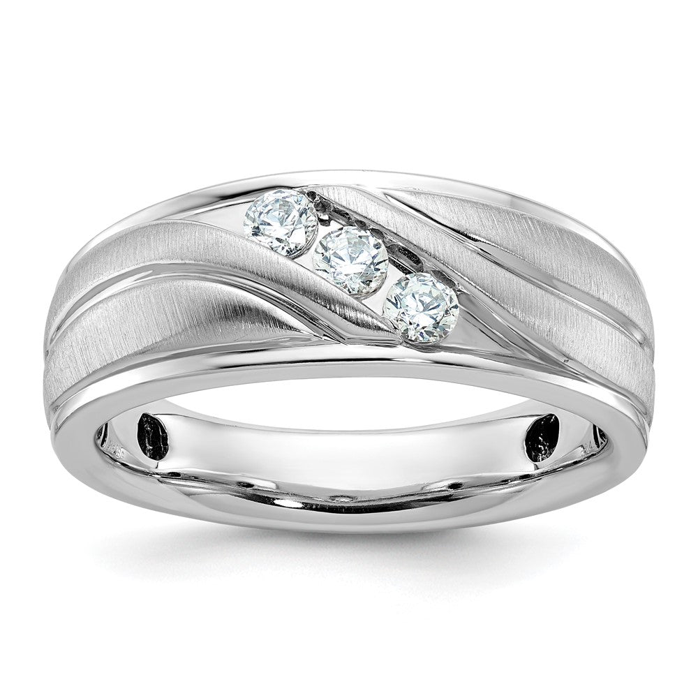 14k White Gold Lab Grown Diamond 3-stone Band Ring 0.33ct Clarity- VS Color- G-H