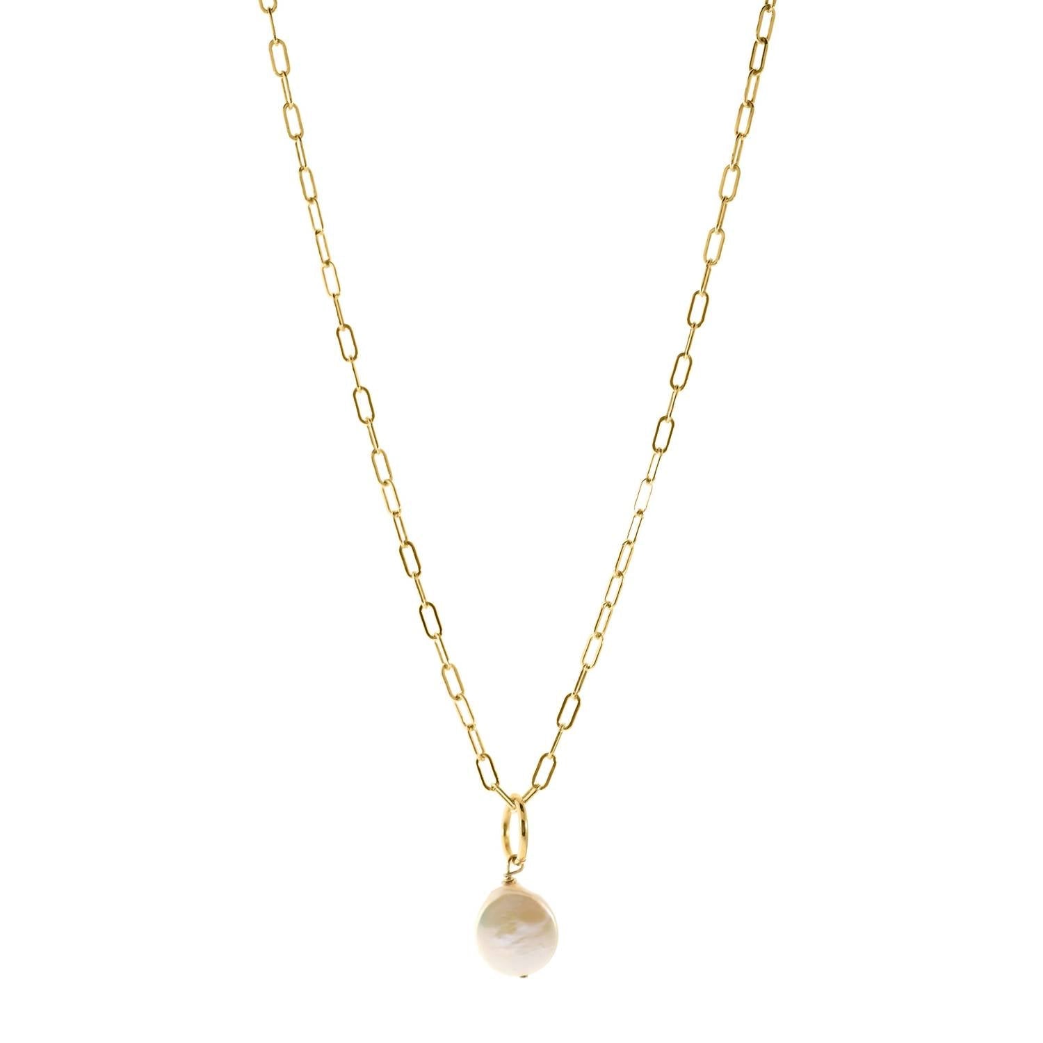 Esther Coin Pearl Necklace In Gold