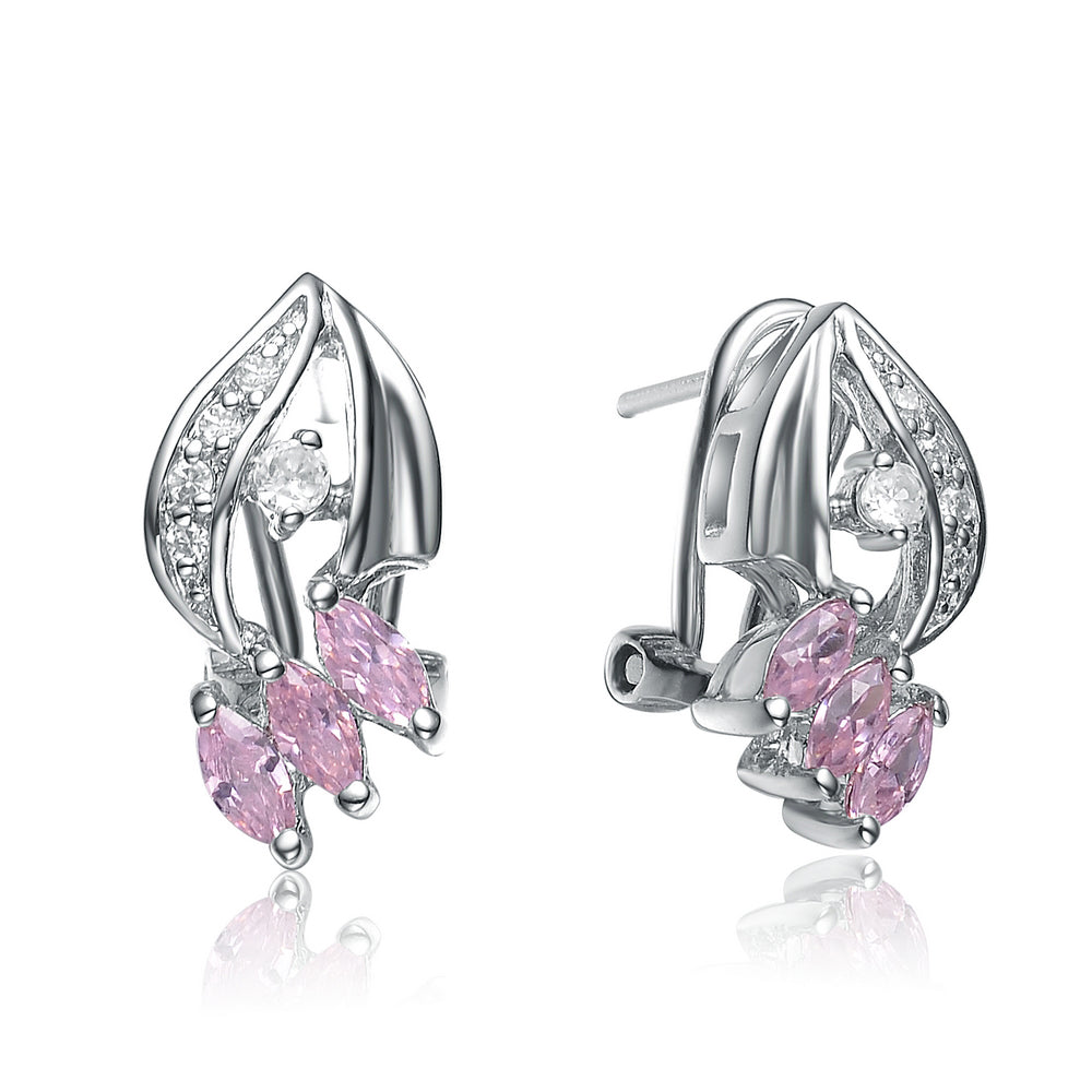 Sterling Silver Pink Cubic Zirconia Stud Earrings