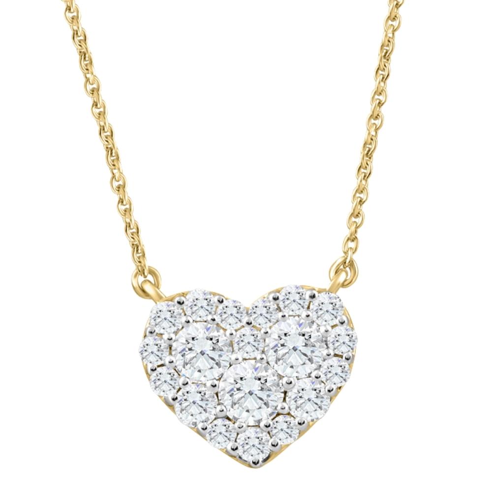 1ct T.W. Heart Diamond Pendant 10k Yellow Gold Lab Grown 18' Necklace