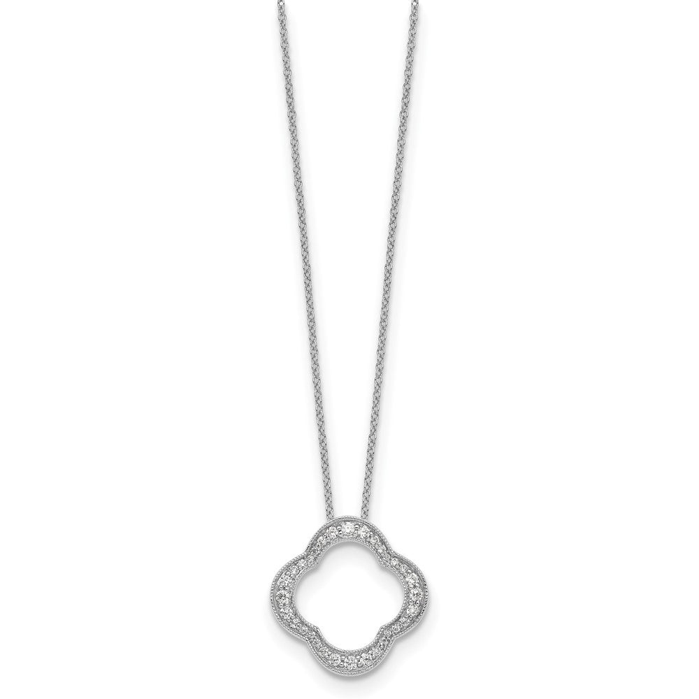 14k White Gold 3/8 CT Lab Grown Diamond Floral Pendant Necklace 18' Clarity VS Color D-E