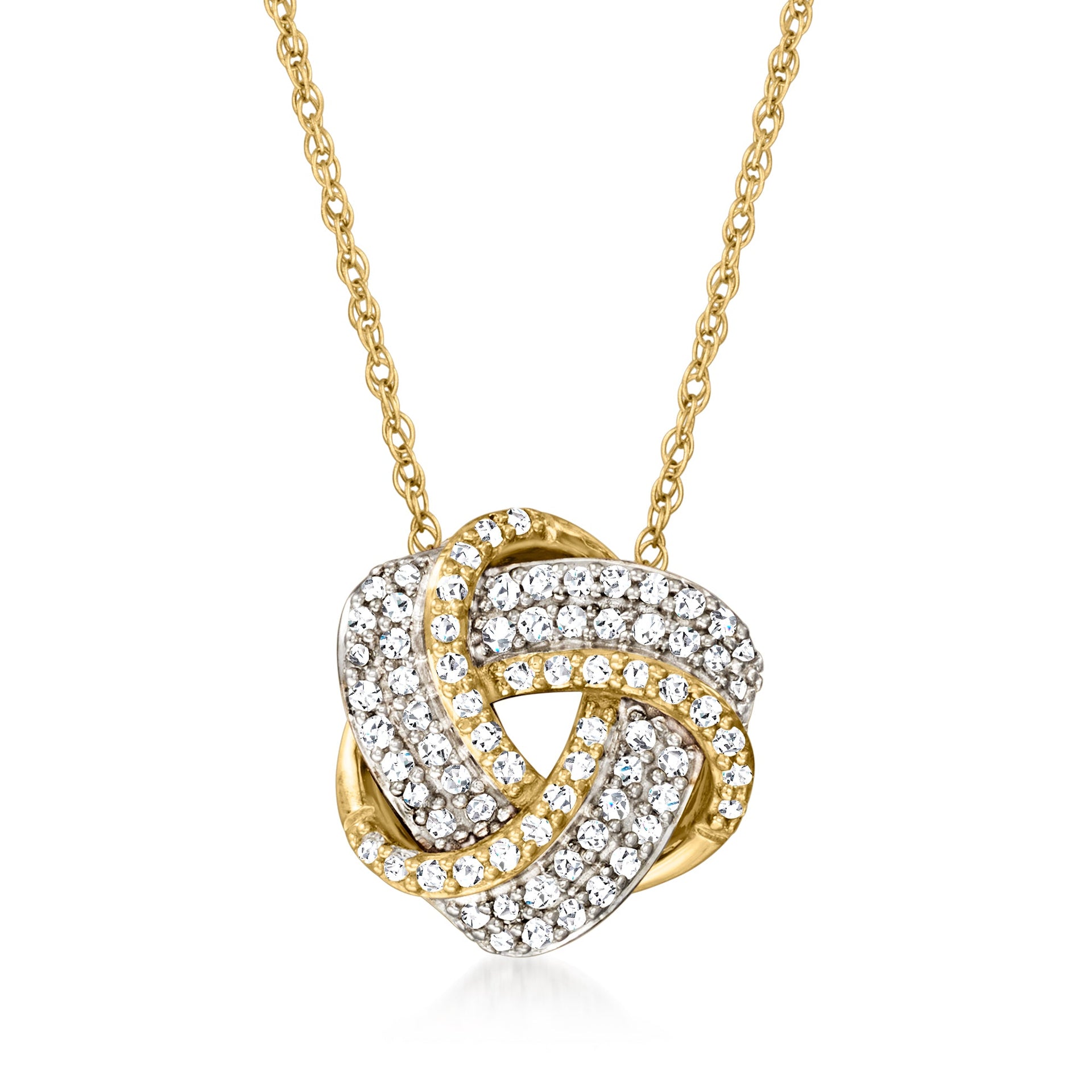 Diamond Love Knot Pendant Necklace in 10kt Yellow Gold