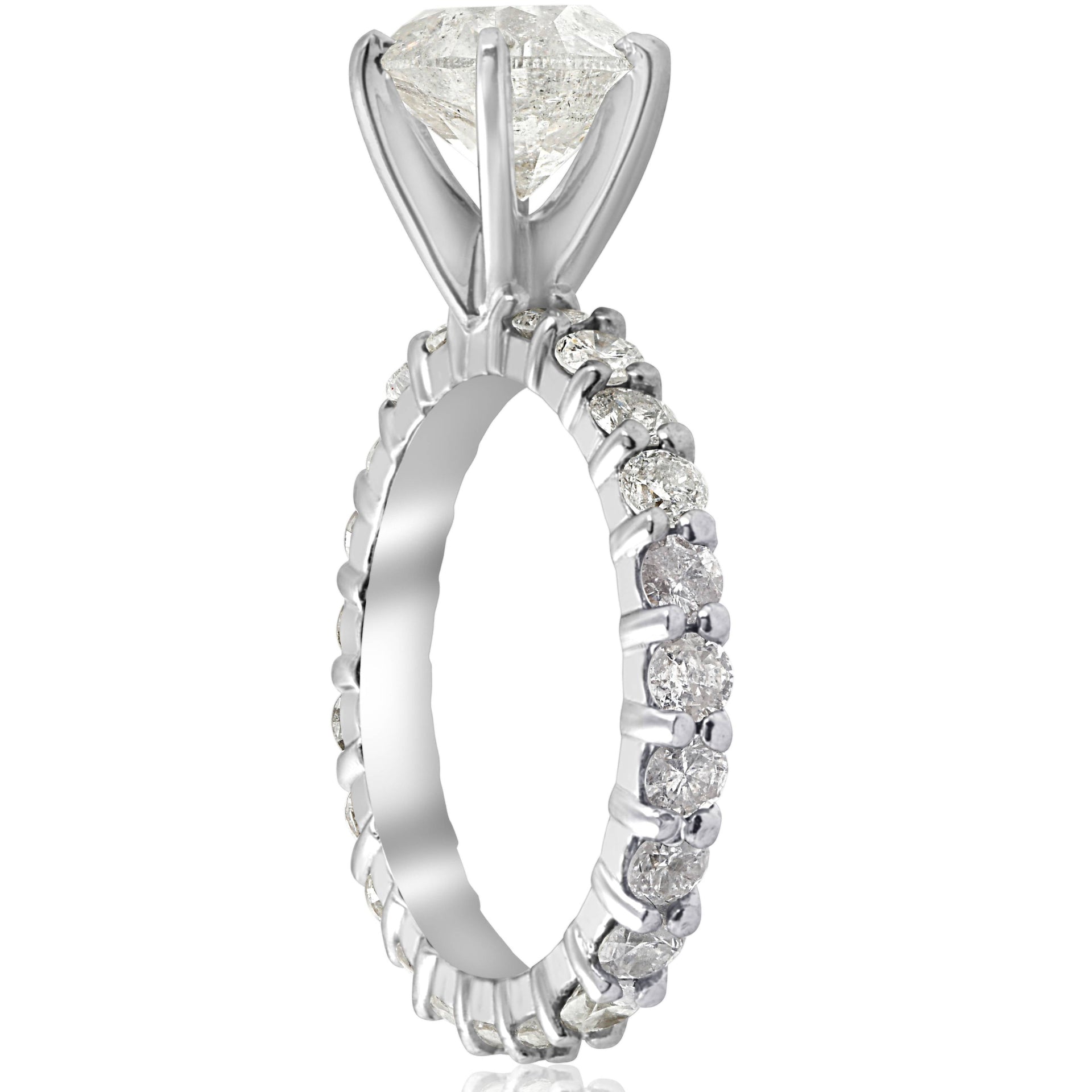 5 carat Enhanced Diamond Engagement Eternity Ring 14K White Gold Round Cut