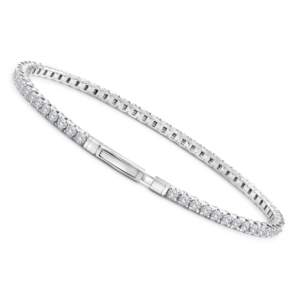 3ct F/vs Diamond Flexible Oval Bangle Women's Bracelet 14k White Gold Lab Grown