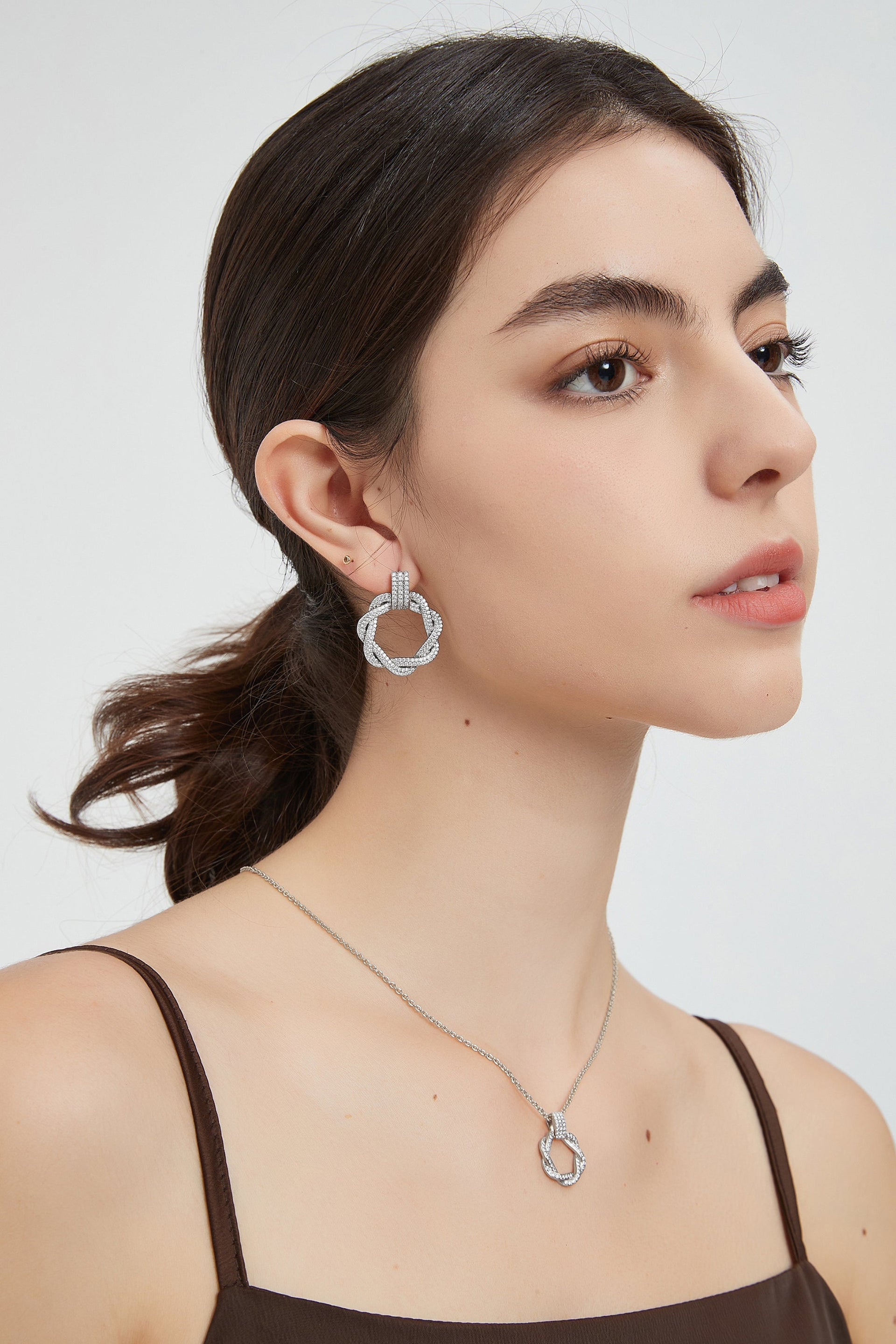 Ysabel Pavé Eternity Twist Hoop Earrings