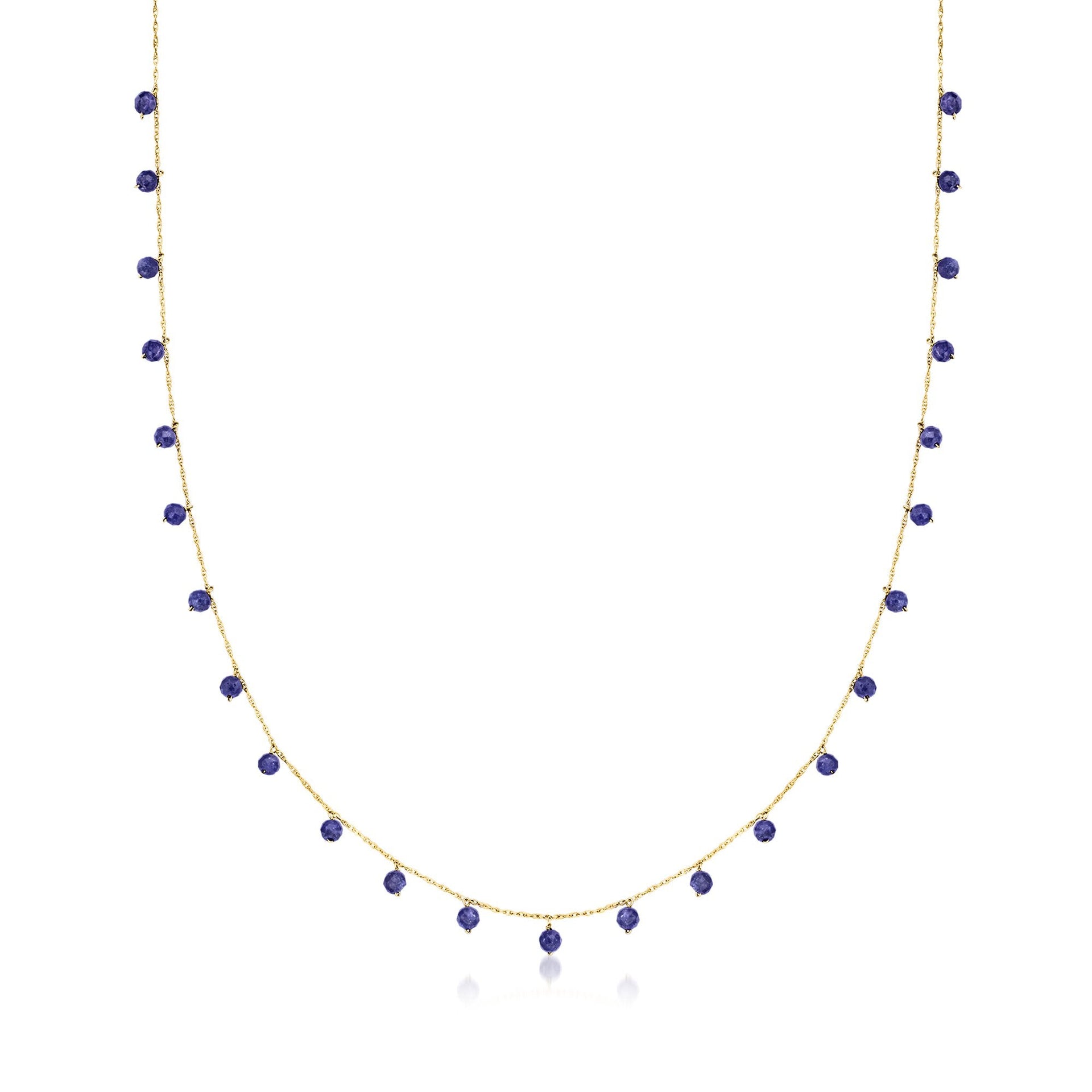 Canaria Sapphire Bead Necklace In 10kt Yellow Gold