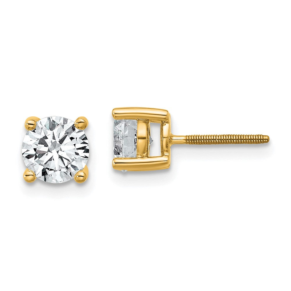 14k Yellow Gold 1 1/2 CTW Lab Grown Diamond Stud Earrings Screwback