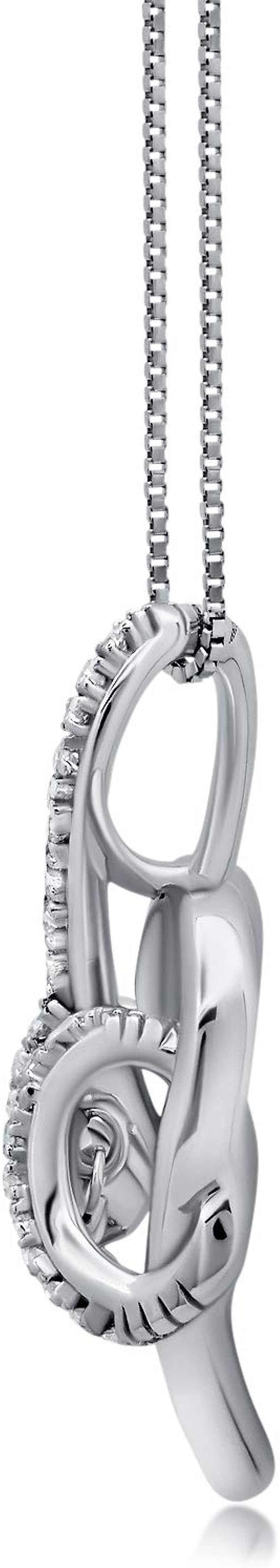 Dancing Diamond Tied Together Pendant Necklace in 10k White Gold (1/6 ct) with 18 Inch Chain