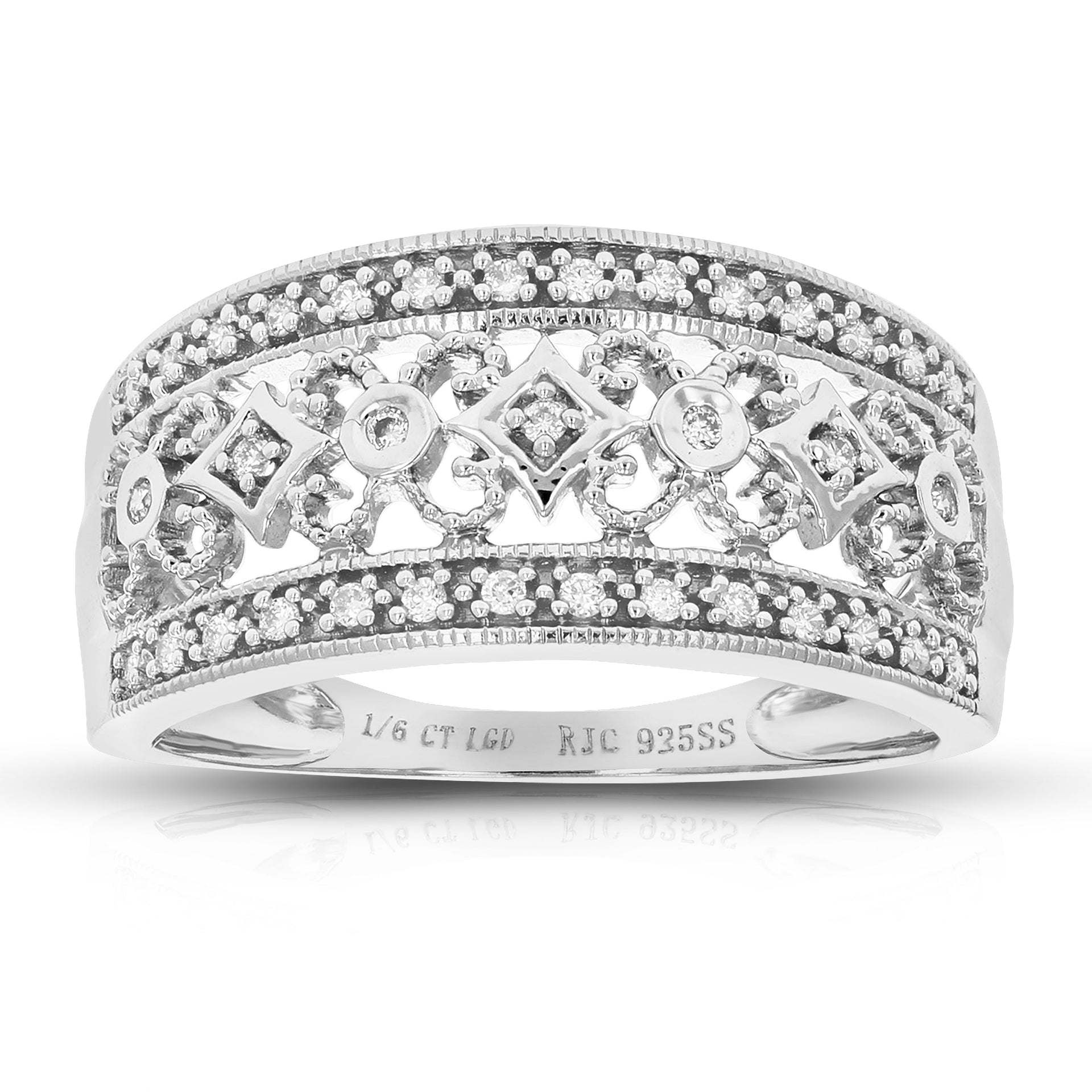 1/6 cttw Round Cut Lab Grown Diamond Wedding Band 35 Stones .925 Sterling Silver Prong Set