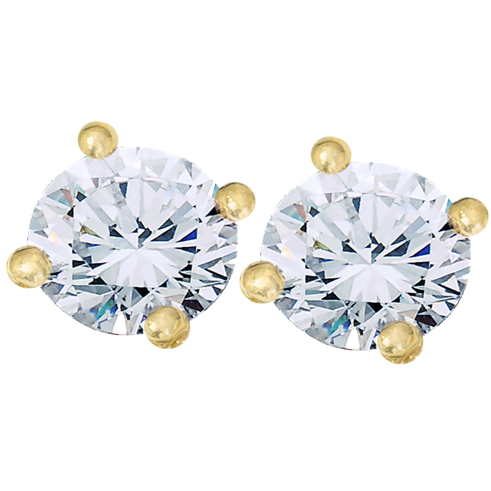 VVS 2 Ct 14k Yellow Gold Moissanite Screw Back Studs 6mm