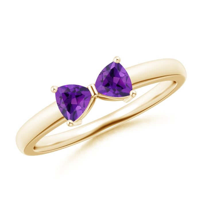 Two Stone Trillion Amethyst Bow Tie Ring
