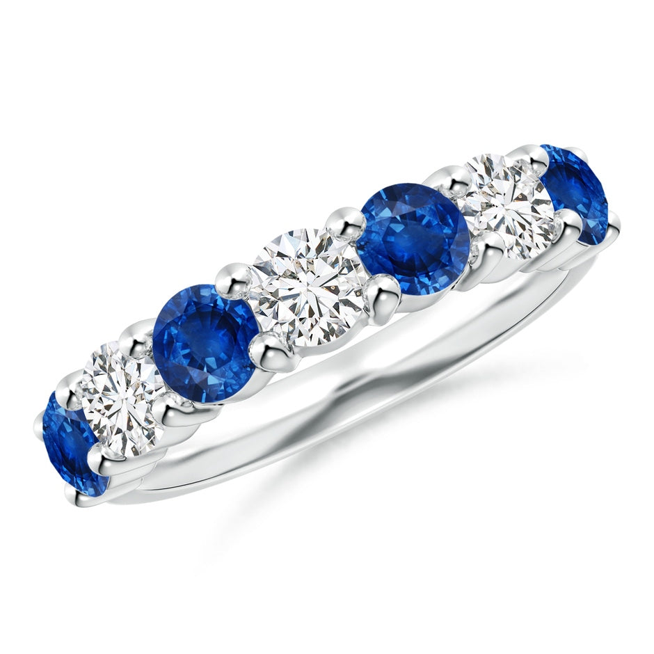 Half Eternity Seven Stone Sapphire and Diamond Wedding Ring