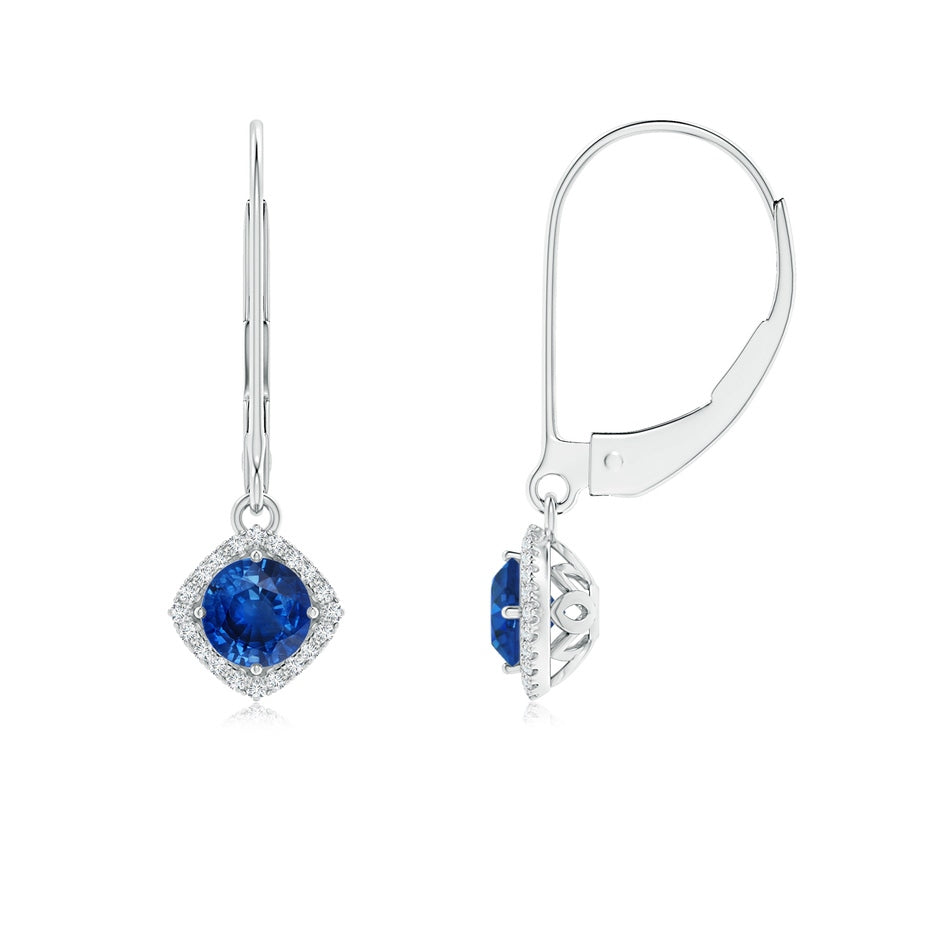 Vintage Inspired Round Sapphire Halo Earrings with Filigree