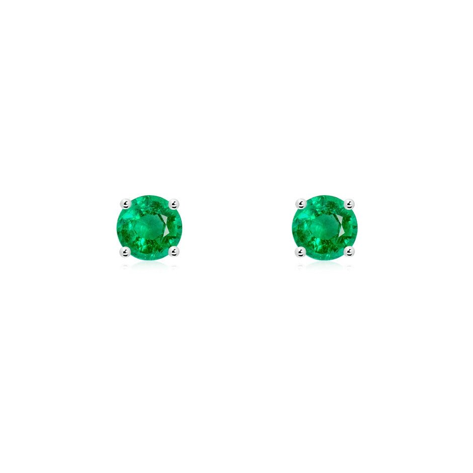 Round Emerald Stud Earrings