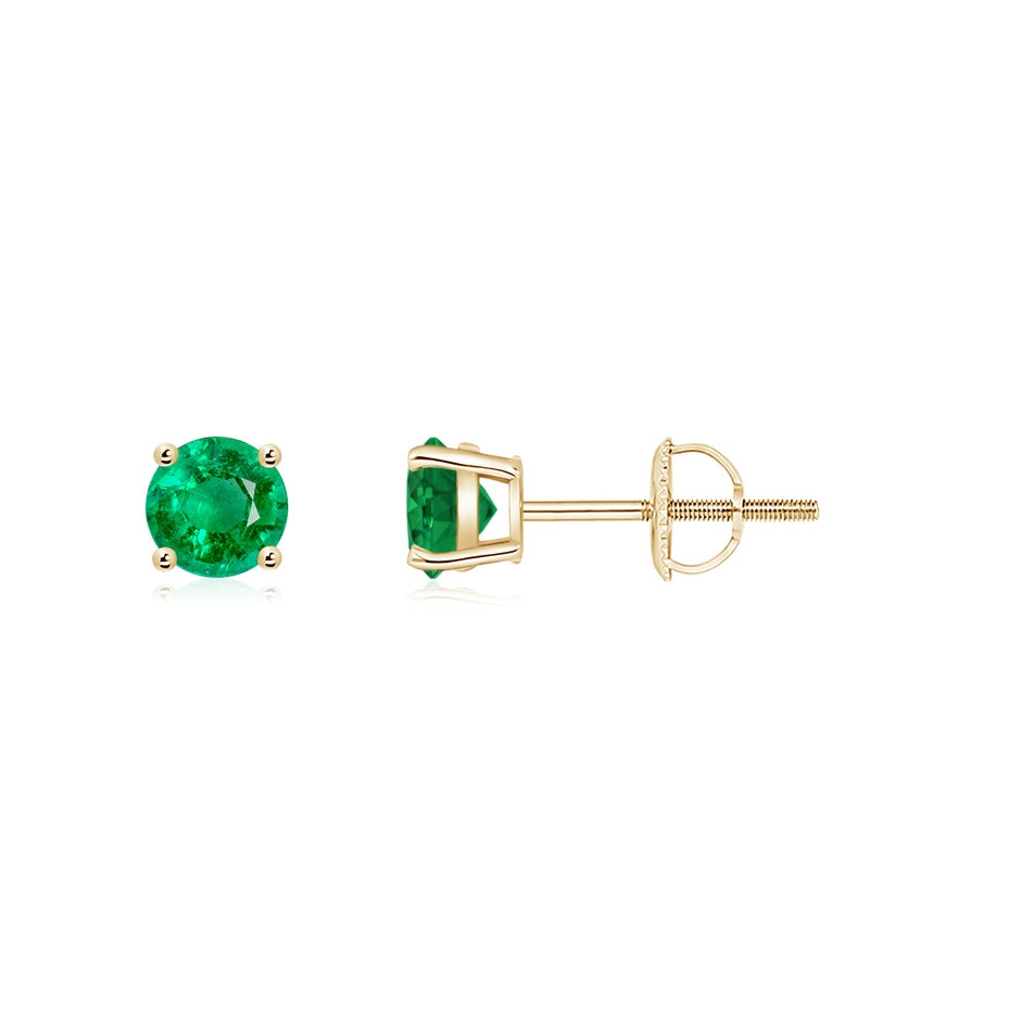 Basket-Set Round Emerald Studs