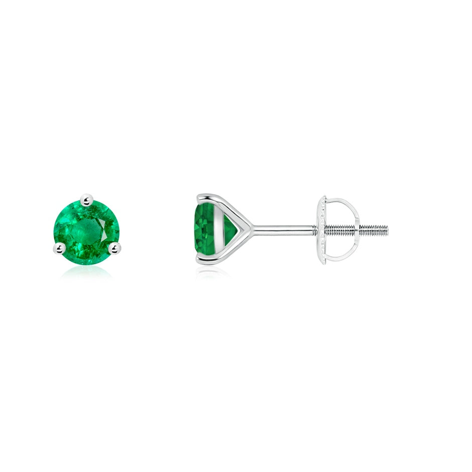 Martini-Set Round Emerald Stud Earrings