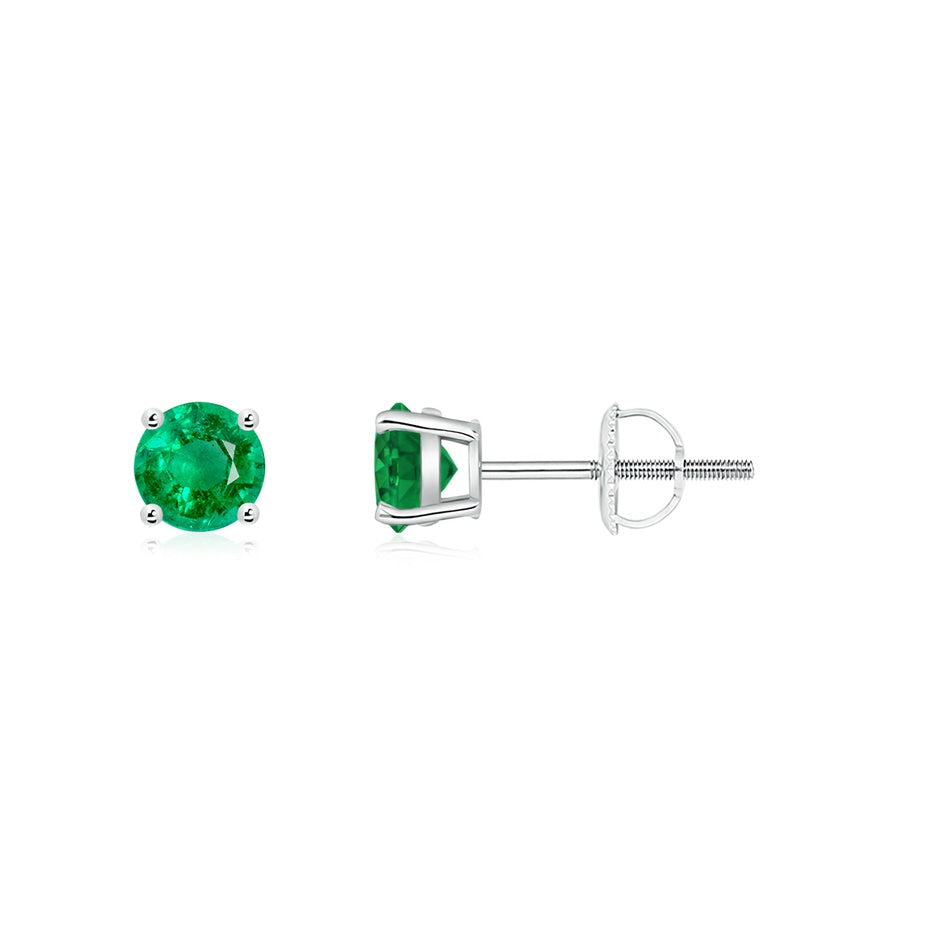 Basket-Set Round Emerald Studs