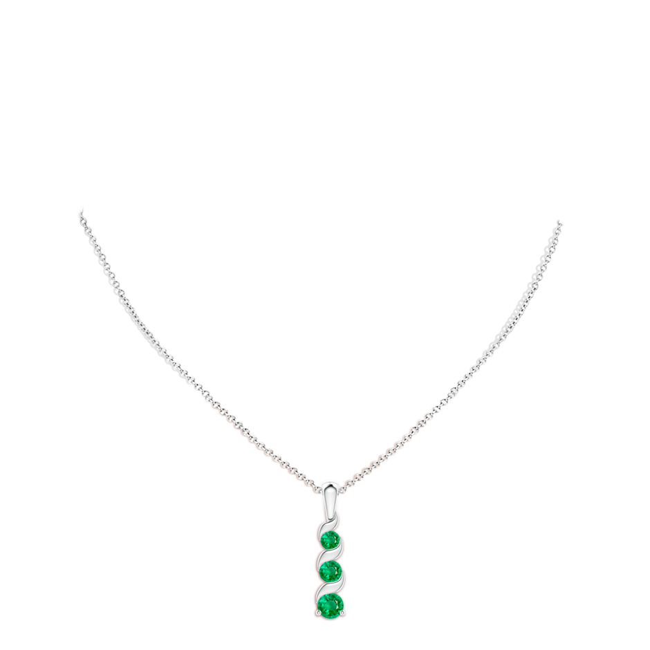 Channel-Set Round Emerald Three Stone Journey Pendant