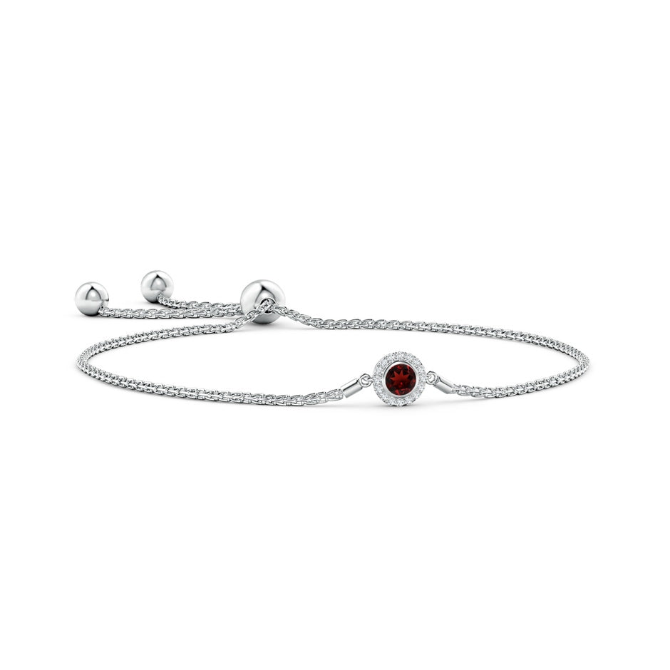 Bezel-Set Garnet Bolo Bracelet with Diamond Halo
