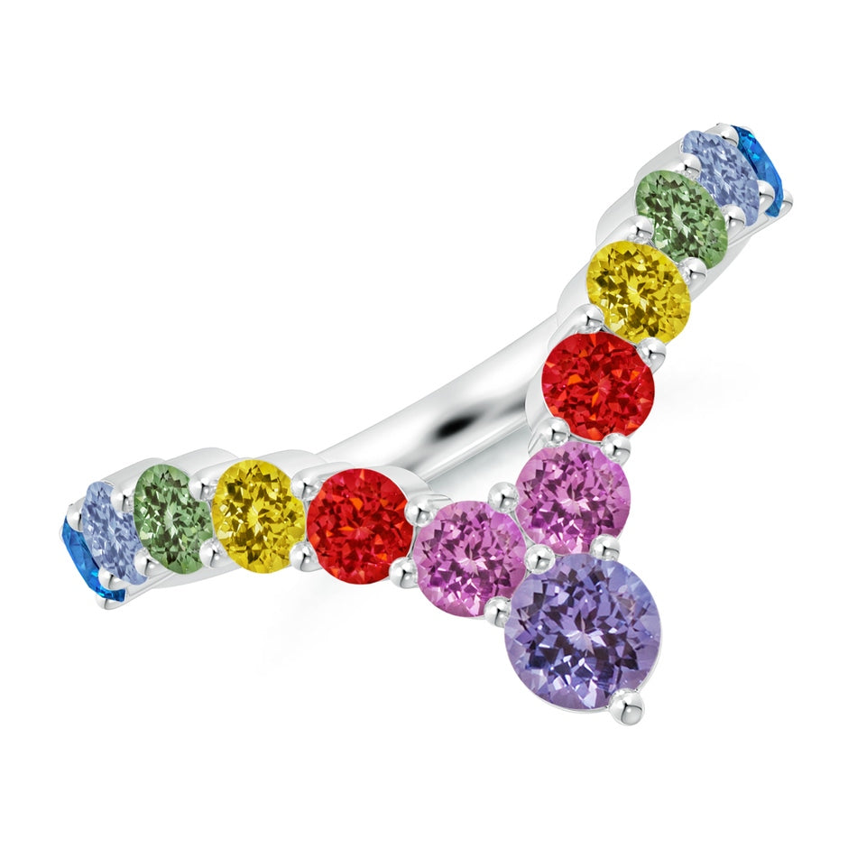 Spectra Prong-Set Round Multi-Sapphire Chevron Ring