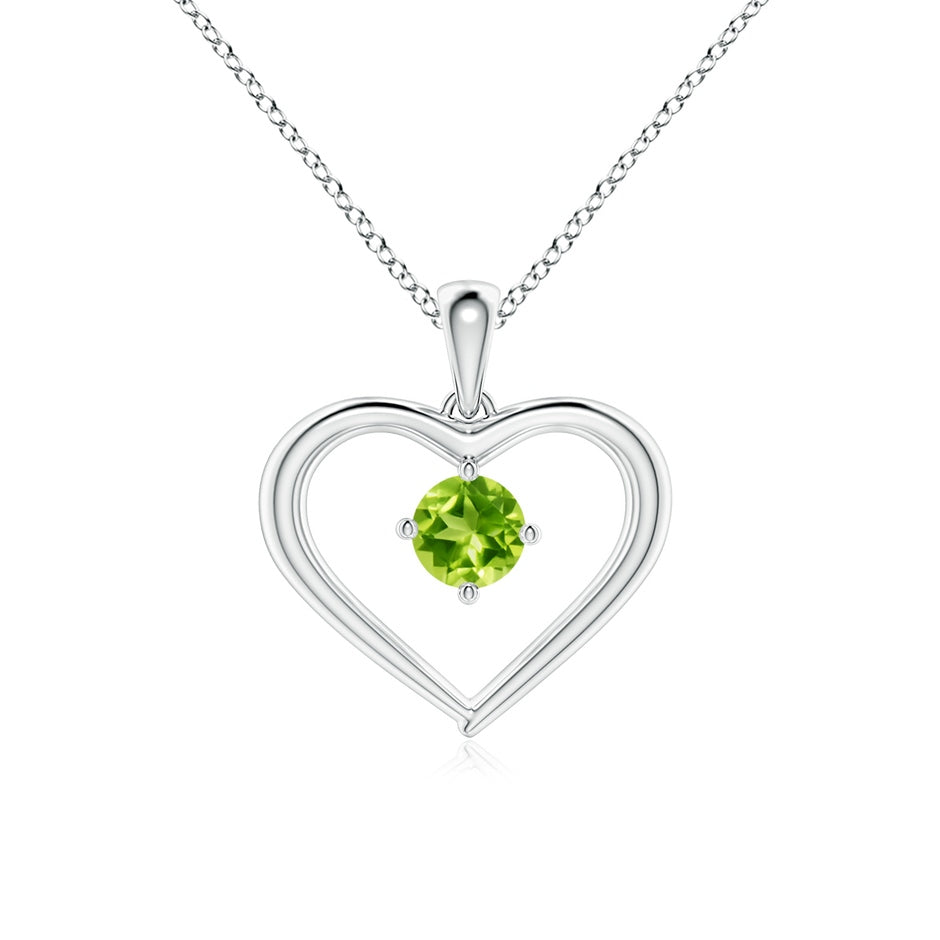 Solitaire Round Peridot Open Heart Pendant