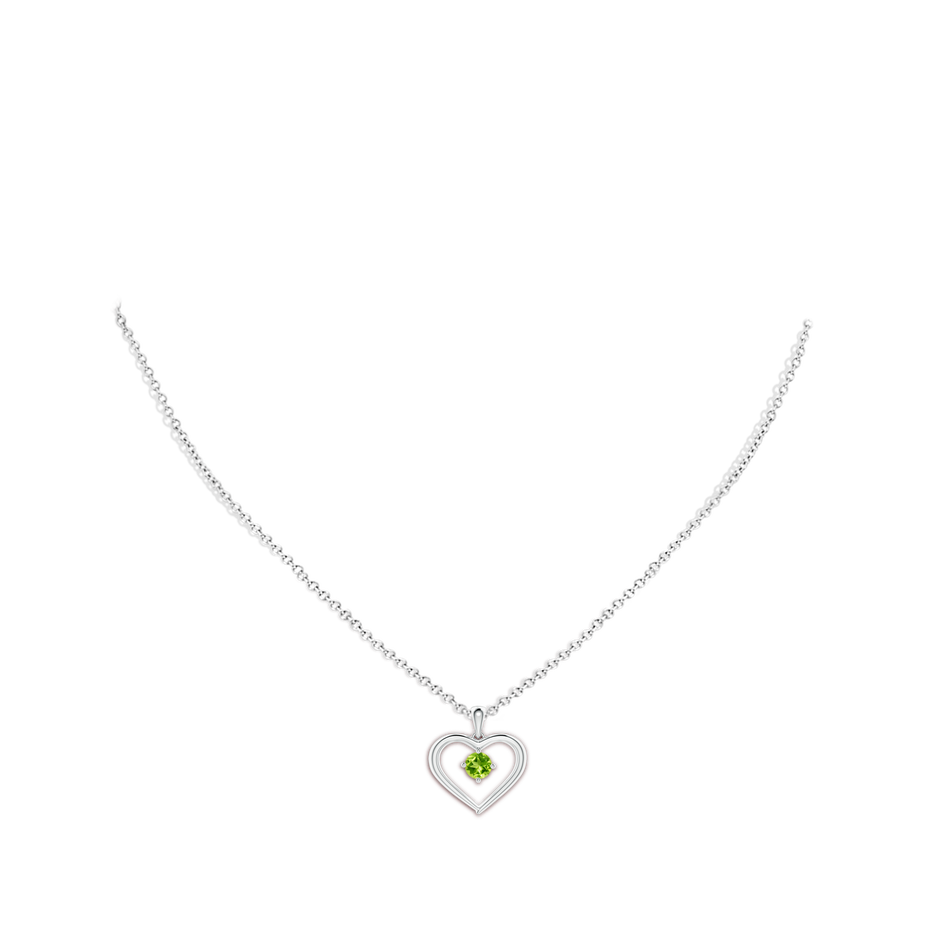 Solitaire Round Peridot Open Heart Pendant