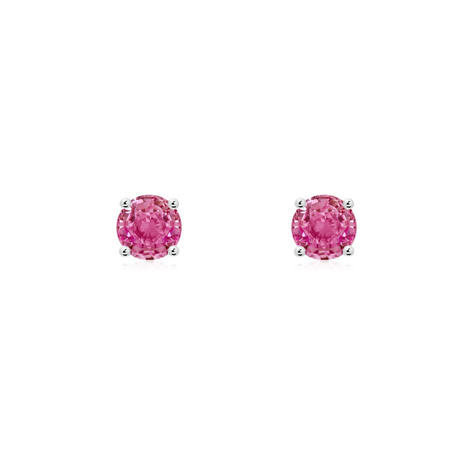 Round Pink Sapphire Stud Earrings