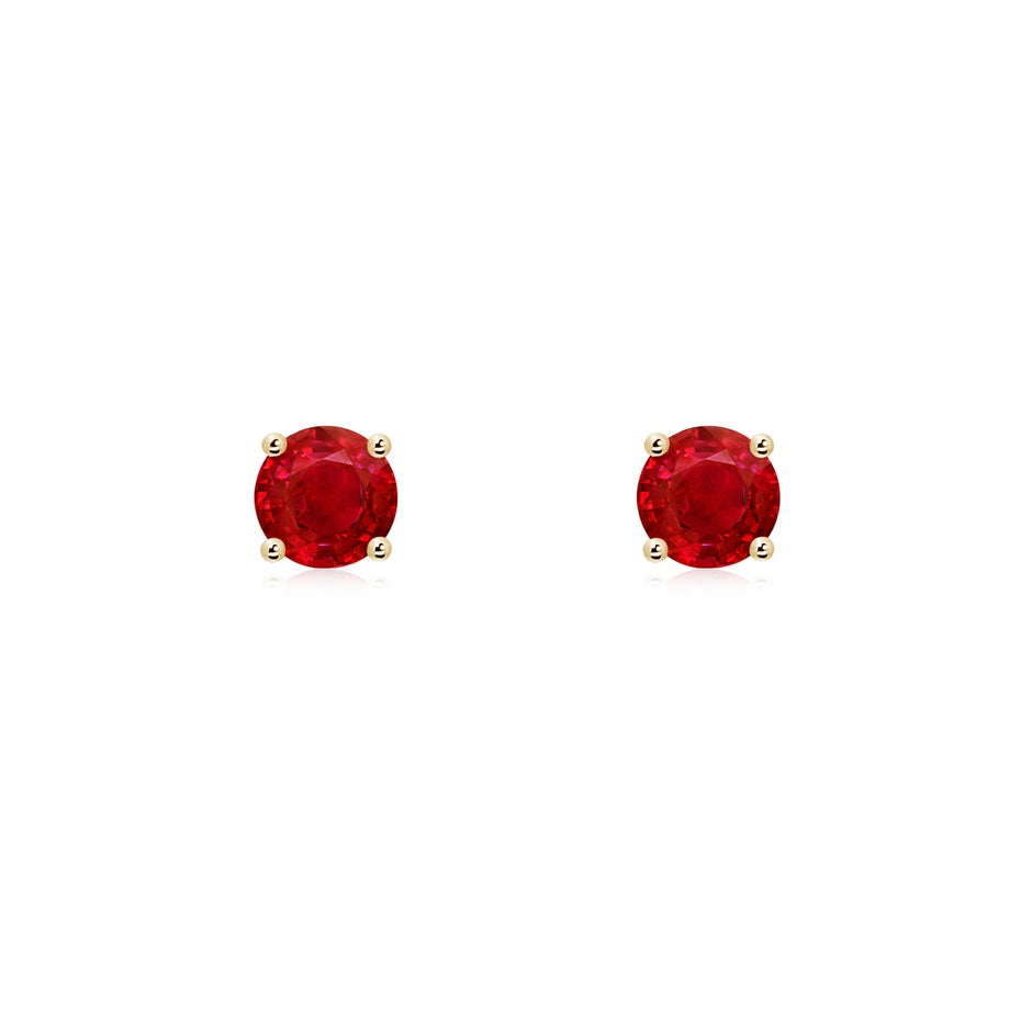 Round Ruby Stud Earrings