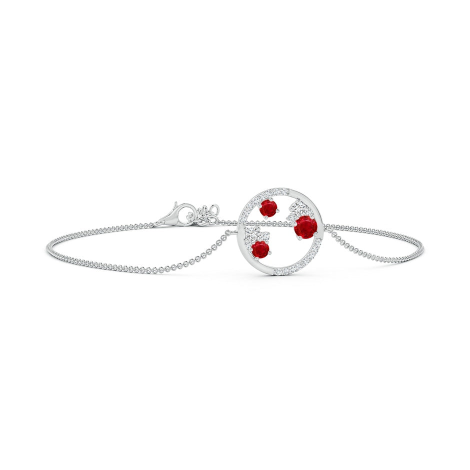 Dispersed Ruby and Diamond Cancer Circle Bracelet