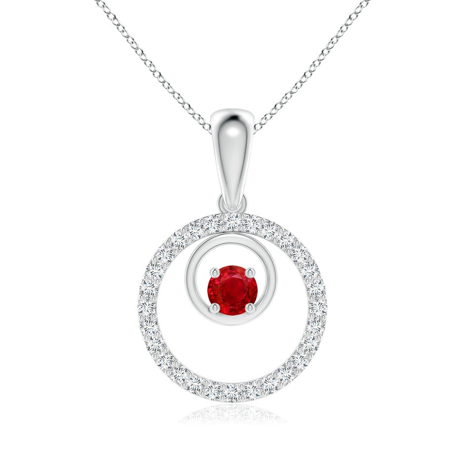 Ruby and Diamond Cancer Circle Pendant