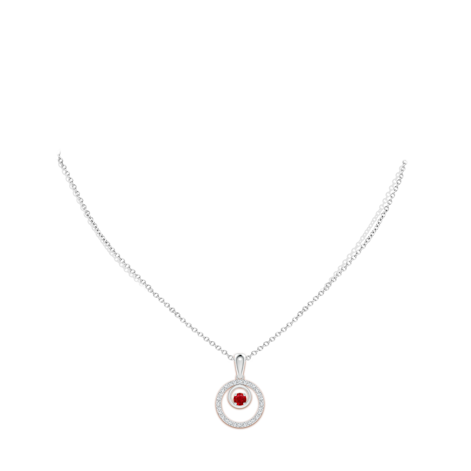 Ruby and Diamond Cancer Circle Pendant