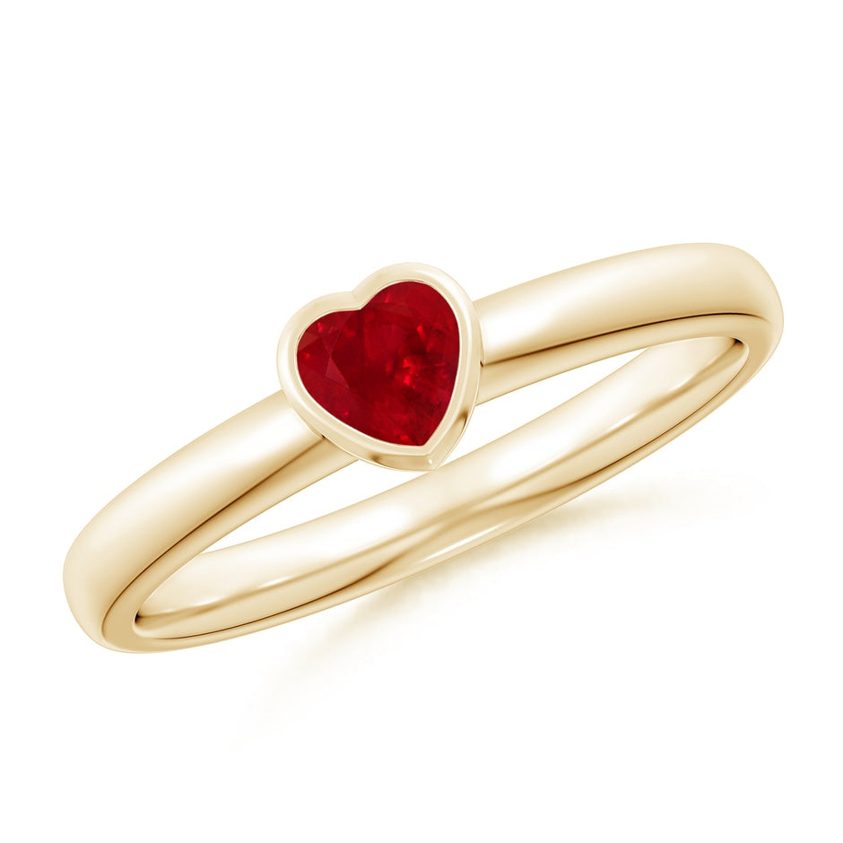 Bezel-Set Solitaire Heart Ruby Promise Ring