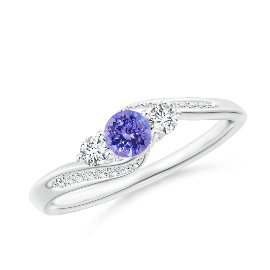 Tanzanite and Diamond Three Stone Bypass Engagement Ring