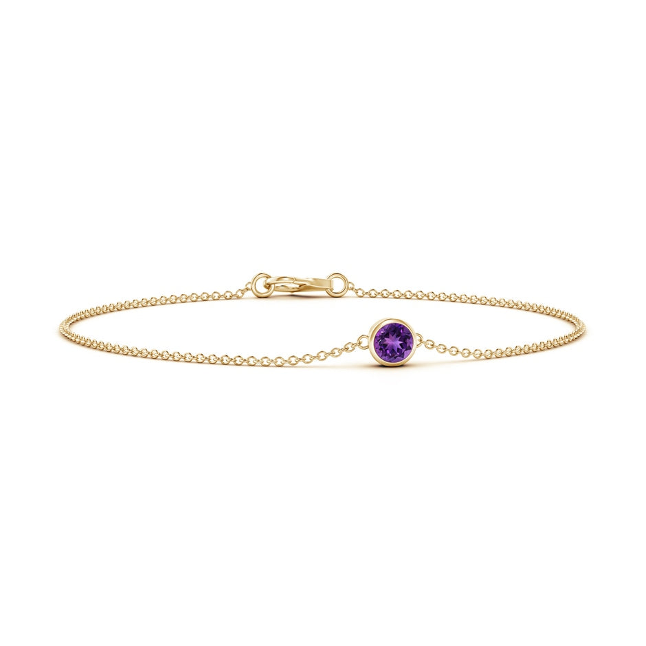 Bezel-Set Round Amethyst Chain Bracelet