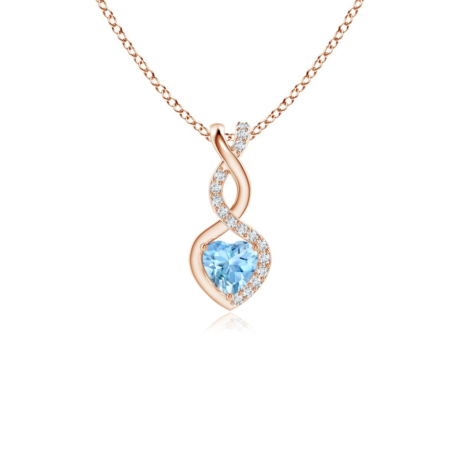 Heart-Shaped Aquamarine Infinity Pendant with Diamond Accents