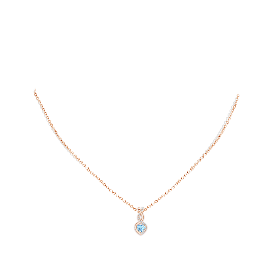 Heart-Shaped Aquamarine Infinity Pendant with Diamond Accents