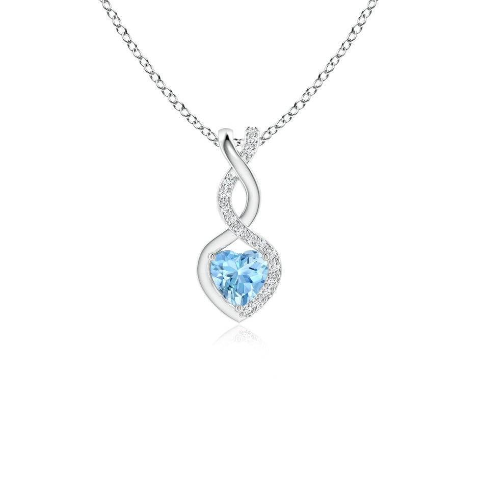Heart-Shaped Aquamarine Infinity Pendant with Diamond Accents