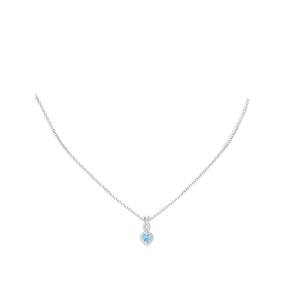 Heart-Shaped Aquamarine Infinity Pendant with Diamond Accents