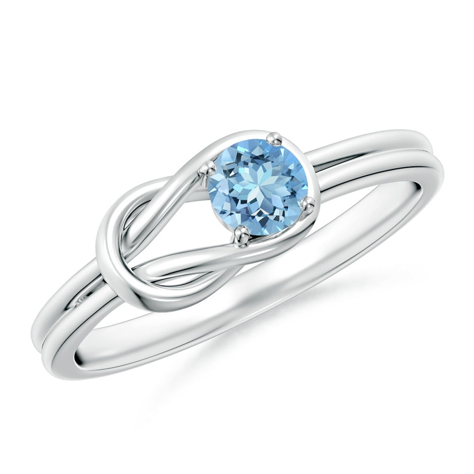 Solitaire Aquamarine Infinity Knot Engagement Ring