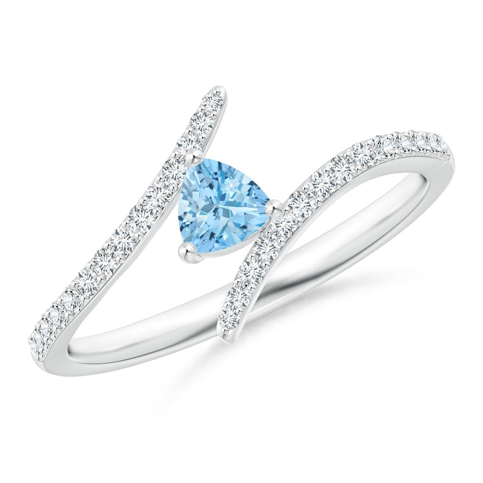 Trillion Aquamarine Pisces Bypass Ring with Diamonds