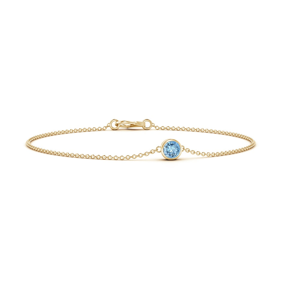 Bezel-Set Round Aquamarine Chain Bracelet