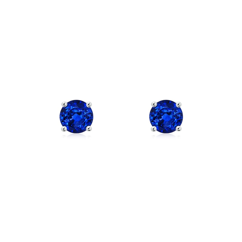 Round Blue Sapphire Stud Earrings