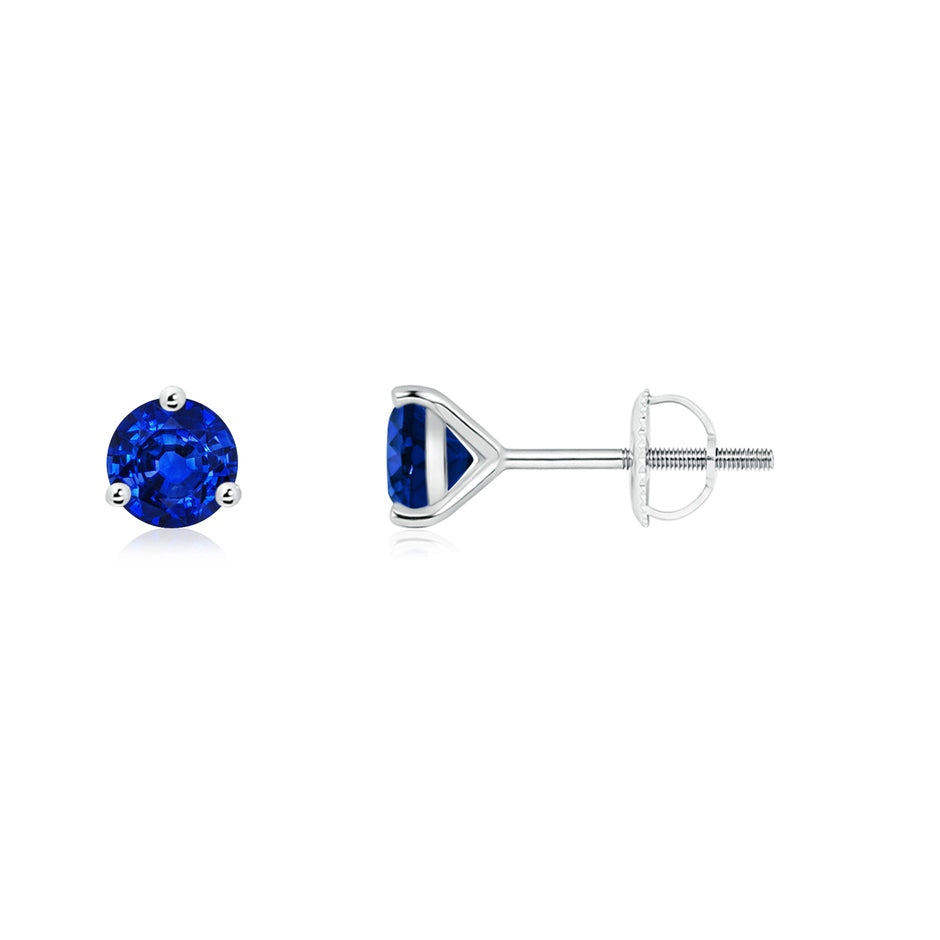 Martini-Set Round Blue Sapphire Stud Earrings