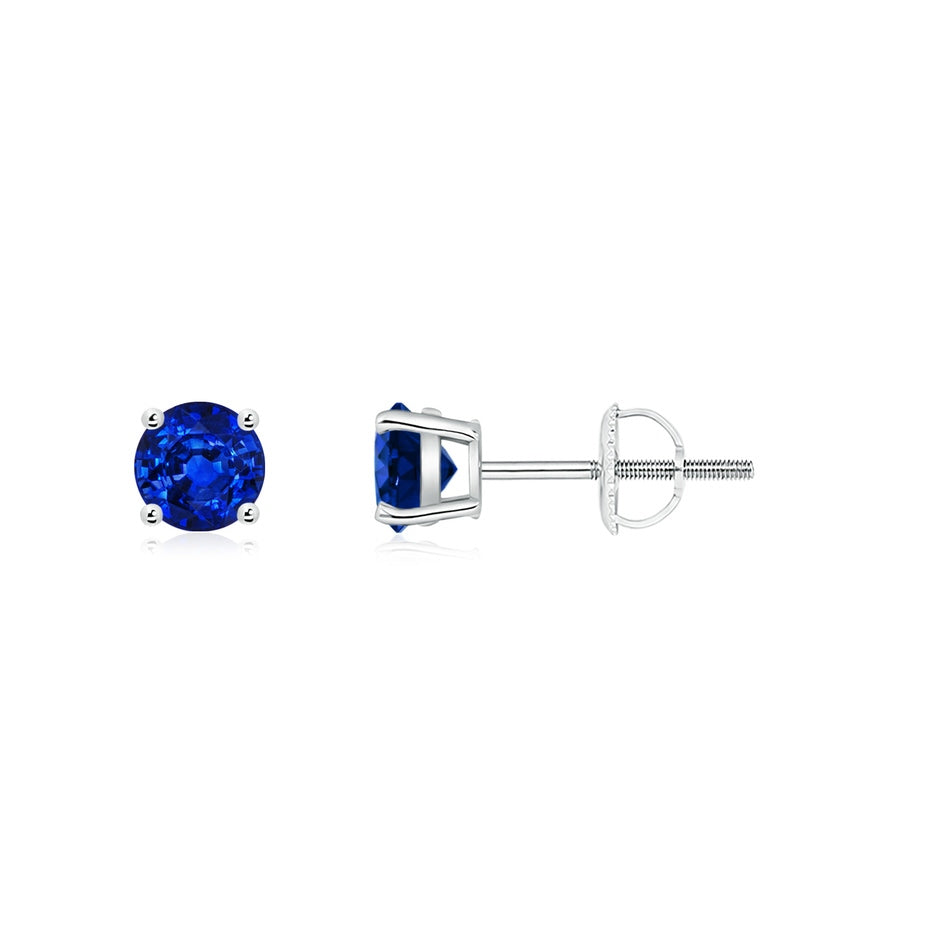 Basket-Set Round Blue Sapphire Studs