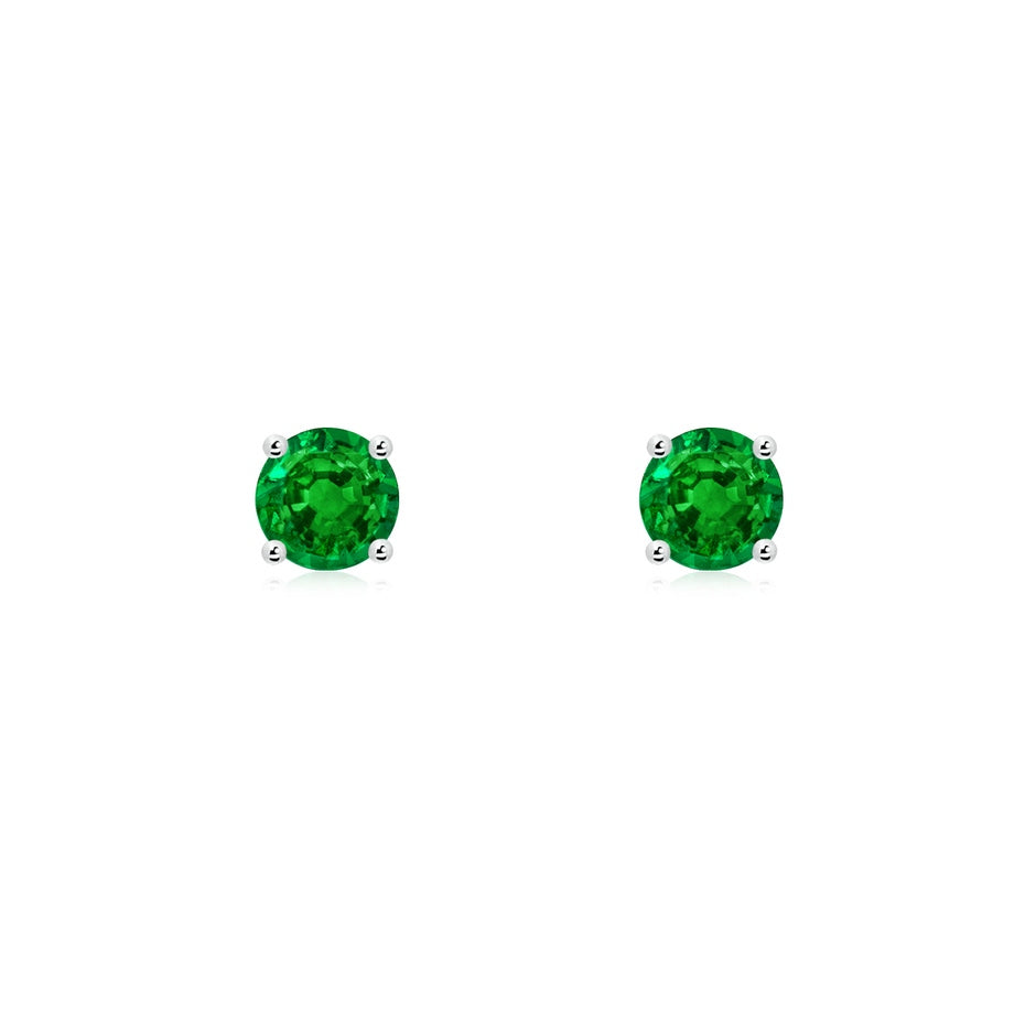 Round Emerald Stud Earrings
