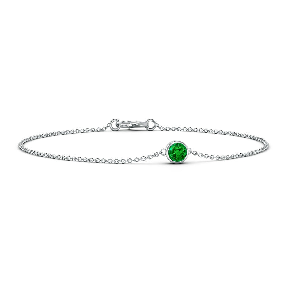 Bezel-Set Round Emerald Chain Bracelet