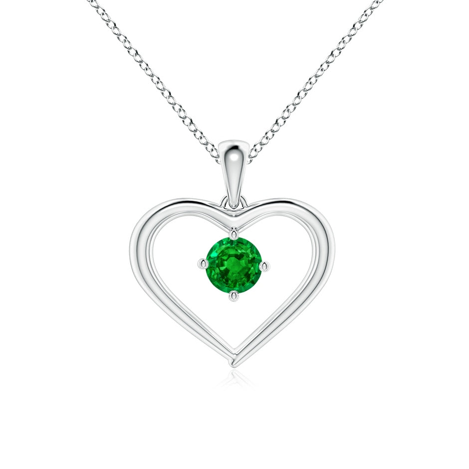 Lab-Grown Solitaire Round Emerald Open Heart Pendant