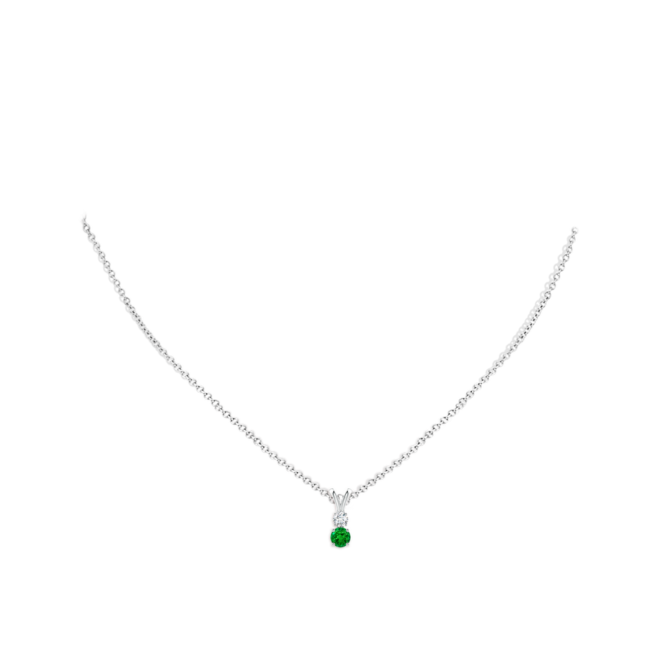 Prong-Set Round Emerald and Diamond Two Stone Pendant
