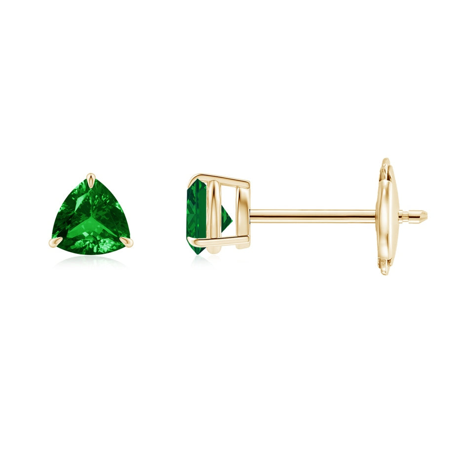 Claw-Set Trillion Emerald Stud Earrings