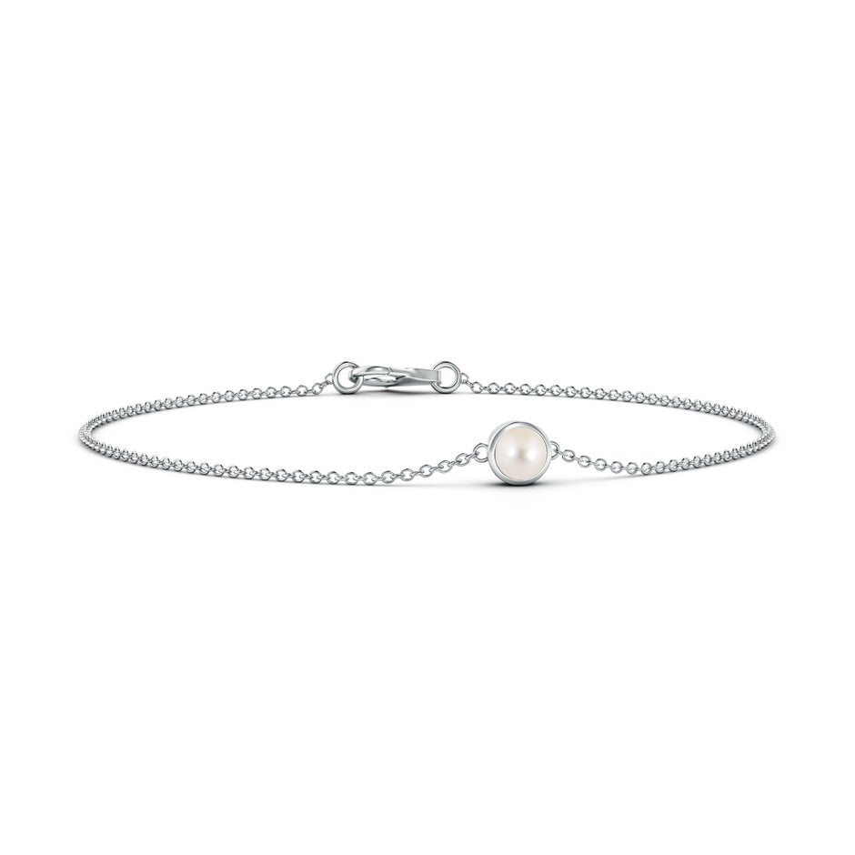 Bezel-Set Round  Freshwater Pearl Chain Bracelet